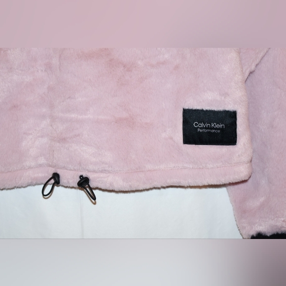 Calvin Klein Pink Performance Fuzzy Faux Fur Quarter-Zip Pullover. Large. NWT. - Picture 7 of 12